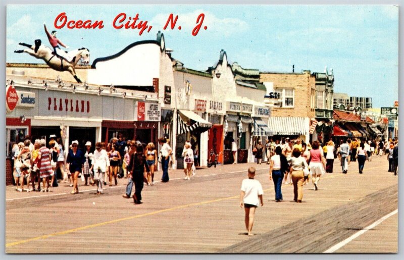 Vtg Ocean City New Jersey NJ Boardwalk Playland Dairy Queen Coca Cola Postcard