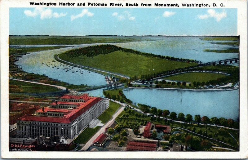 postcard  Washington Harbor and Potomac River, South from Monument