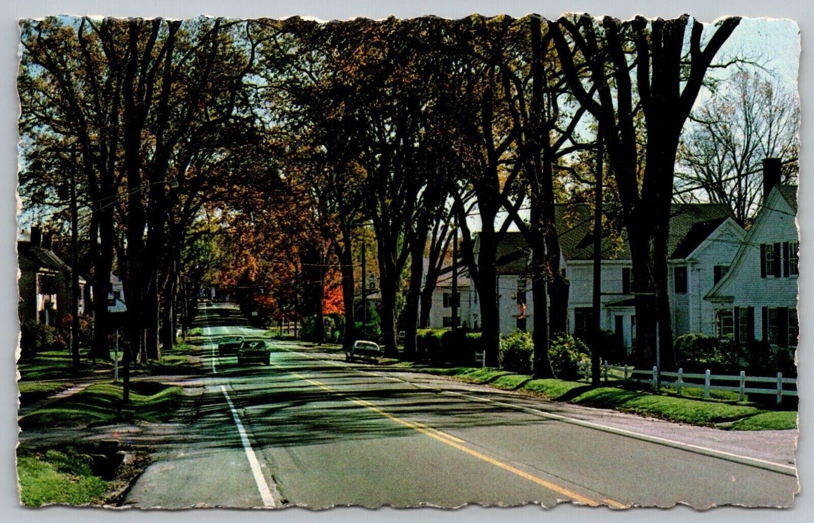 Thomaston Maine ME Main Street View Old Cars Fall Autumn Vintage UNP PC