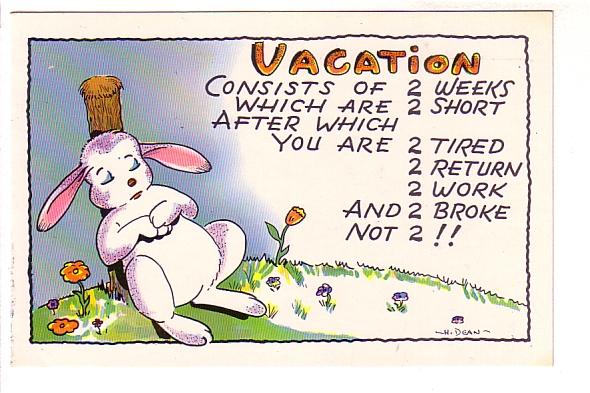 H Dean Cartoon of White Rabbit Sleeping , Vacation Consists of 2 Weeks Which ...