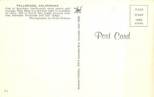 FALLBROOK, CA California  PALA MESA GOLF COURSE~Bird's Eye View  Chrome Postcard