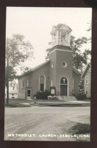 RPPC SABULA IOWA METHODIST CHURCH BUILDING VINTAGE REAL PHOTO POSTCARD