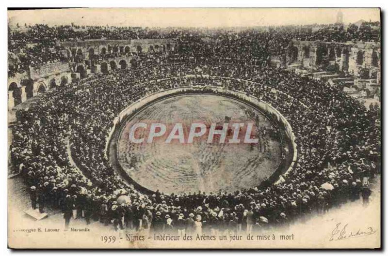 Old Postcard Nimes Arenes Interior Of A Set Of A Dead Day Bullfight