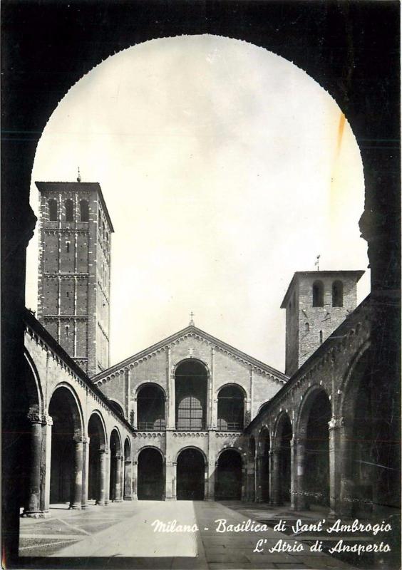 Milano Itay Basilica di Sant Ambrogio L Atrio di Ansperio Postcard RPPC