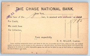 1909 The Chase National Bank Credit Received New York NY Advertising Postal Card
