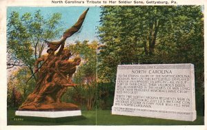 Vintage Postcard 1931 North Carolina's Tribute To Her Soldier Sons Gettysburg PA