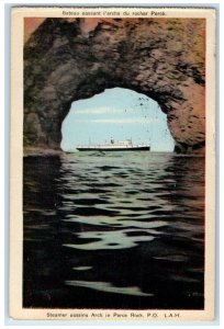 1938 Steamer Passing Arch in  Perce Rock Quebec Canada Posted Vintage Postcard