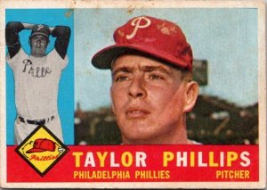1960 Topps Baseball Card Taylor Phillips Philadelphia Phillies sk10502