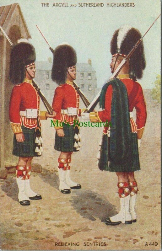 Military Postcard-The Argyll & Sutherland Highlanders,Relieving Sentries RS27680