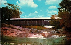 Covered Bridge Swiftwater NH New Hampshire Postcard PM Cancel WOB Note VTG  