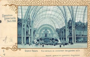 US3303 France Paris 1900 Grand Palais Vue interieur Croisement des Grandes litho