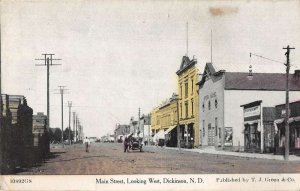 Dickinson North Dakota Main Street Looking West Vintage Postcard AA24908