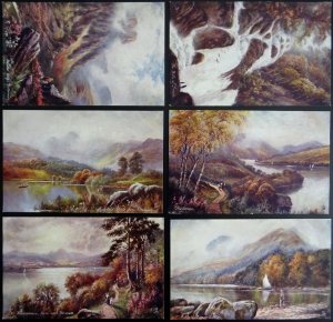 Cumbria Set of 6 PICTURESQUE LAKES c1904 Postcard by Raphael Tuck 7124 Series ll