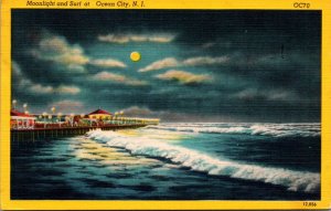 New Jersey Ocean City Moonlight and Surf 1950