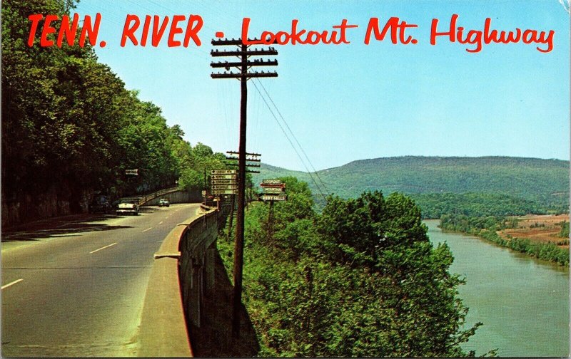 Tennessee River Lookout Mountain Highway Scenic Landscape TN Chrome Postcard 