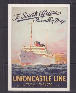 UNION CASTLE LINE, TO SOUTH AFRICA IN SEVENTEEN DAYS, c2000 ppc., unused.