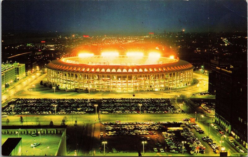 Busch Memorial Stadium St Louis Night Postcard UNP VTG Unused Vintage Chrome 