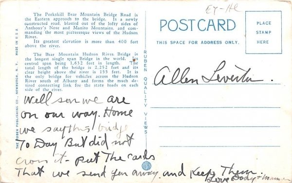 Toll Gate Bear Mountain, New York Postcard