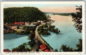 1912 McGregor, IA Birds Eye Railway Depot Downtown North Scene Point Ann PC A248