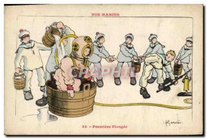 Old Postcard Diver Our Sailors Illustrator Gervese