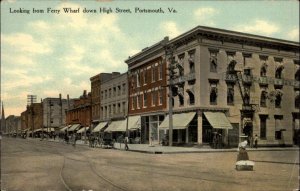 Portsmouth Virginia VA High Street from Ferry c1910 Vintage Postcard