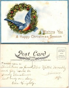 Lot of 6 Whitney Made Christmas Postcards - birds, holly, nativity