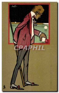 Postcard Old Billiard Illustrator