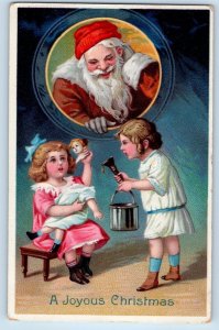 1913 Christmas Santa Claus Children Broken Doll Toy Posted Antique Postcard