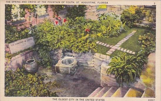 Florida Saint Augustine The Spring and Cross At The Fountain Of Youth The Old...