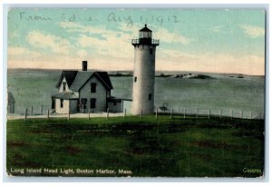 1912 Long Island Head Light Boston Harbor Massachusetts MA Postcard