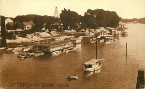 c1910 Postcard; Sacramento Boat Club Marina & Docks Sacramento River CA Unposted