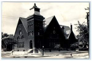 c1940's Christian Church Scene Street Moberly Missouri MO RPPC Photo Postcard