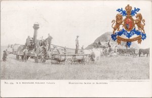 Harvesting Scene in Manitoba Patriotic Tractor Farming MacFarlane Postcard H36