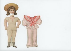 1880's-90's Victorian Paper Toy Doll Lot Of 2 P95E