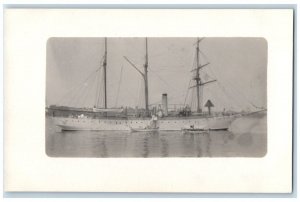 c1910's Sailing Steamship Life Boats View New London CT RPPC Photo Postcard