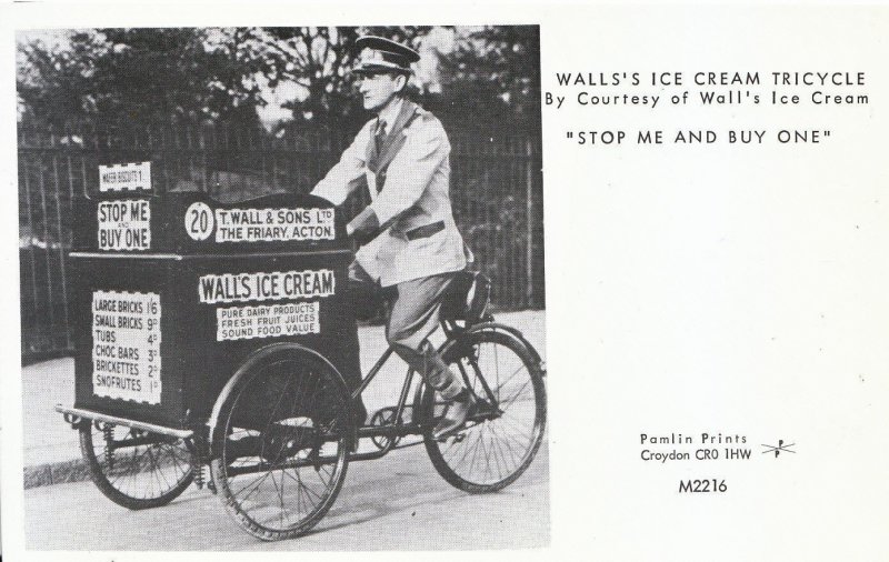 Food Postcard - Walls's Ice Cream Tricycle  Stop Me And Buy One - Ref U108