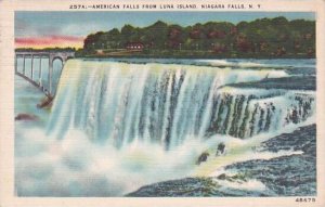 New York Niagara Falls American Falls From Luna Island Artvue 1951