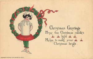 Tuck Postcard Christmas Symbols 560 Evelyn von Hartman Girl Dressed as a Candle