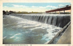 Decatur Illinois 1930s Postcard The Dam Lake Decatur