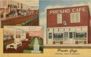 Linen Multiview Roadside Postcard Presho Cafe & Ice Cream Fountain, Presho SD