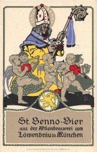 LOWENBRAU ST. BENNO BEER CHICAGO ILLINOIS A.H. MEYER GERMANY ART DECO POSTCARD