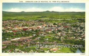 Birds-Eye View From Mill Mountain - Roanoke, Virginia VA  