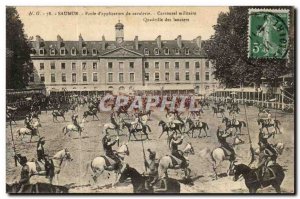 Saumur Postcard Old School & # cavalry 39application military Carousel lancer...