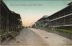 PC CPA PANAMA, STREET SCENE, GORGONA, CANAL ZONE, Vintage Postcard (b26297)