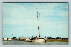Ewell Smith Island MD, Skipjack At Anchor, Chrome Maryland Postcard 