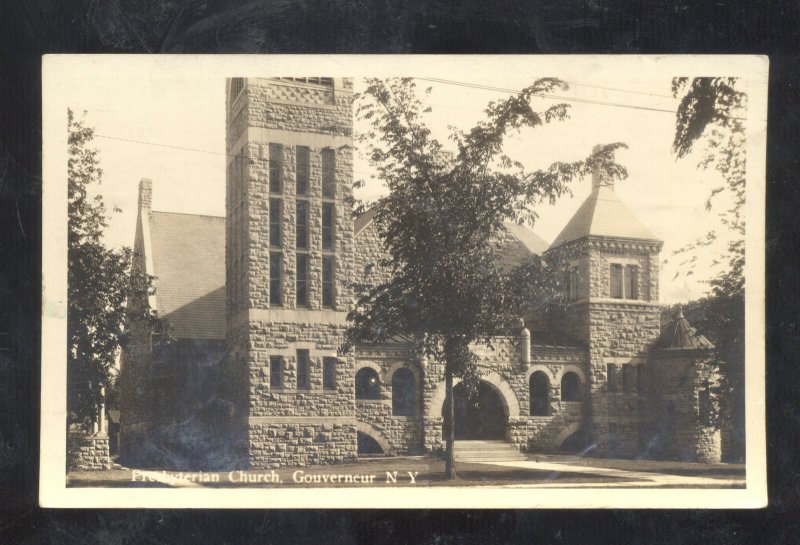 RPPC GOUVENEUR NEW YORK PRESBYTERIAN CHURCH NY VINTAGE REAL PHOTO POSTCARD 