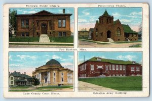 Two Harbors Minnesota Postcard Buildings Multiview Exterior 1920 Vintage Antique