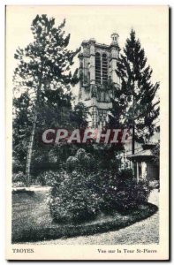 Troyes Old Postcard View of the tower Saint Pierre