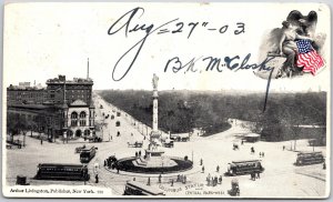 New York City New York NY, 1903 Columbus Statue & Central Park West, Postcard