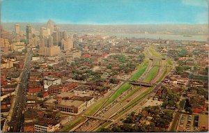 Vtg 1960s John Lodge Expressway looking South Detroit Michigan MI Postcard